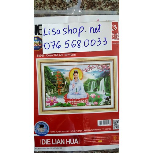 Tranh thêu chữ thập PHẬT QUAN ÂM 5D 88966 lv3250 (59x40cm)