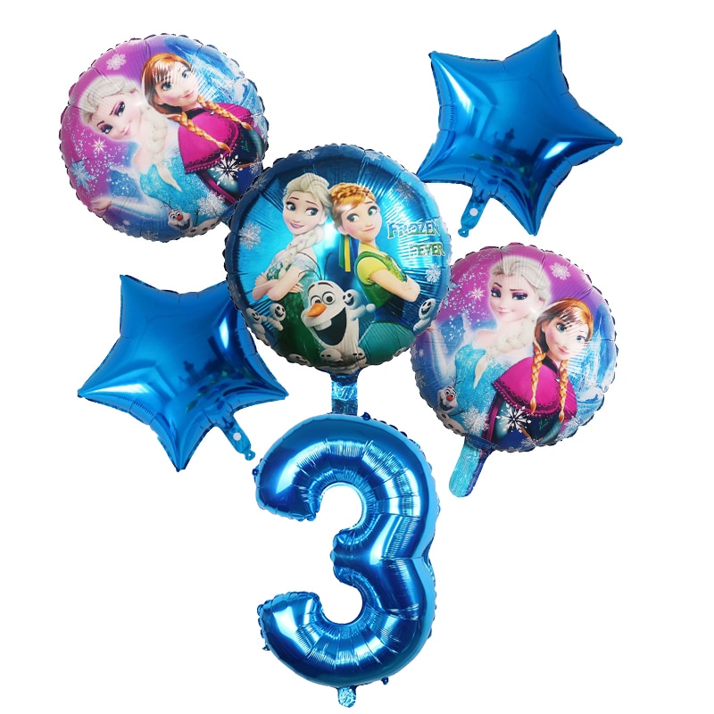DISNEY Set 6 bong bóng hình công chúa Elsa và Anna màu gradient trang trí tiệc sinh nhật cho bé
