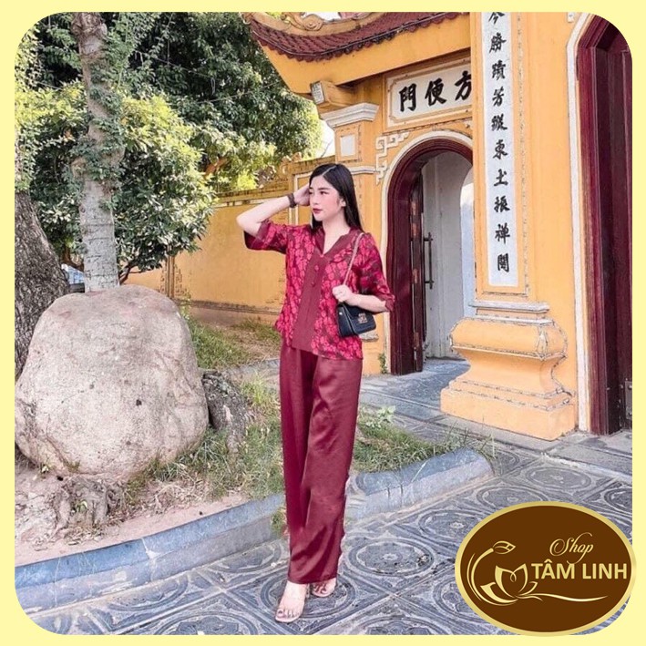 Đồ Lam Đi Chùa _Vải Gấm Mát Cao Cấp Loại