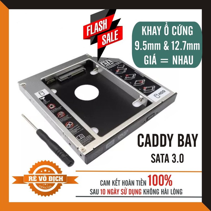 Caddy Bay HDD SSD SATA 3 9.5mm/12.5mm - Khay ổ cứng thay thế ổ DVD