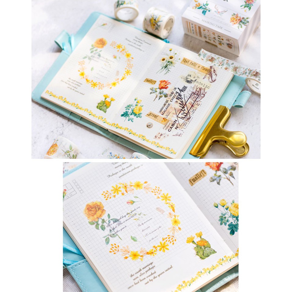 Set băng dính washi tape Sắc hoa trang trí planner WT2044