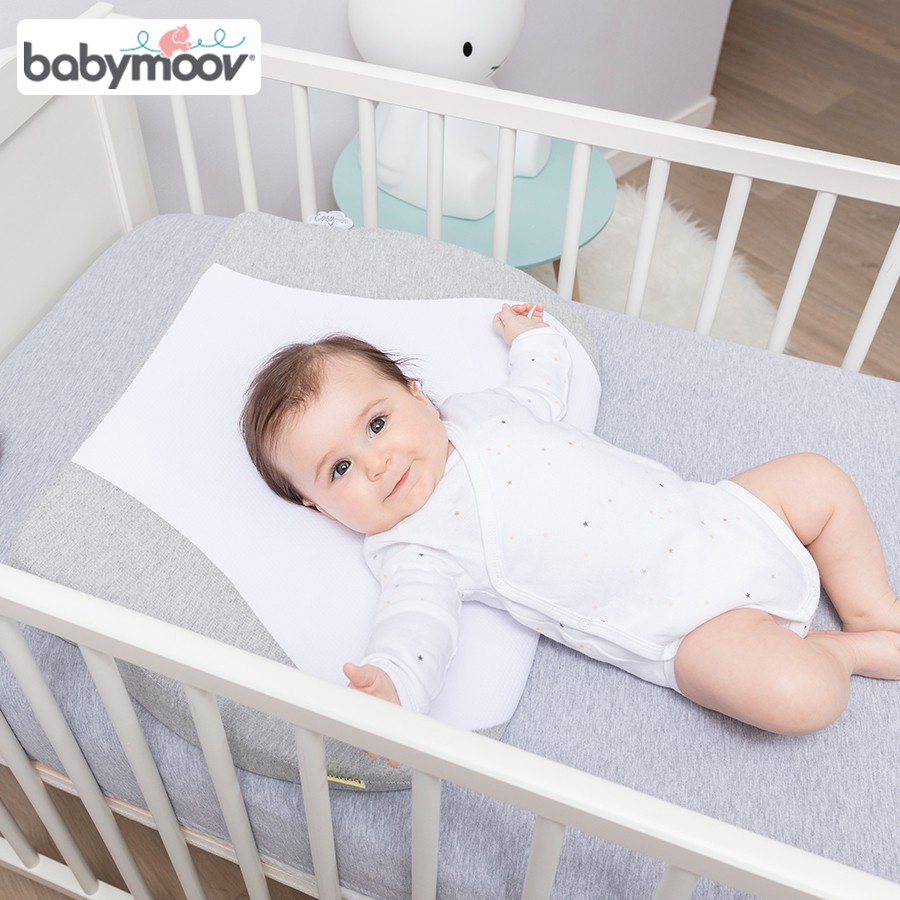 Gối Chống Trào Ngược cho Bé BABYMOOV Màu Ghi Trắng, Chất Liệu Cotton Mềm Mại, Thoáng Khí, An Toàn BM14302