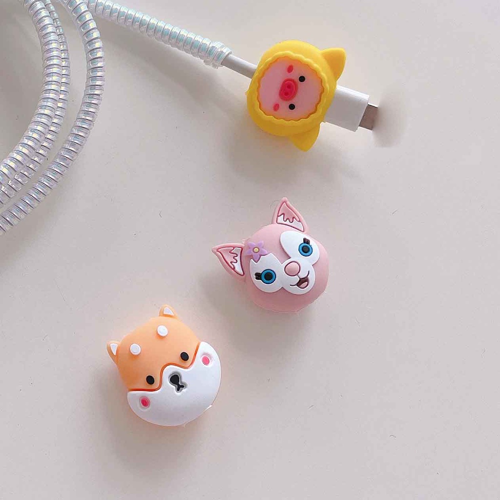 Phụ Kiện Bảo Vệ Dây Cáp Sạc iPhone Android Kiểu Dáng Hoạt Hình Dễ Thương