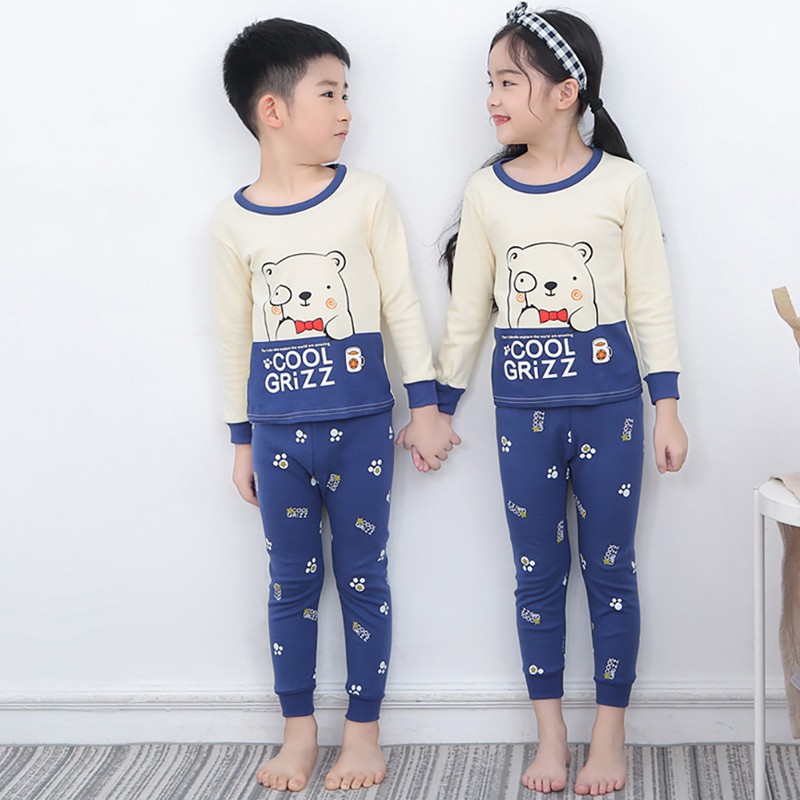 Bộ đồ ngủ dài in hoạt hình dễ thương cho bé