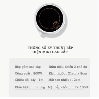Bếp Điện mini 800w Gốm Ceramic Chống Nước Cao Cấp