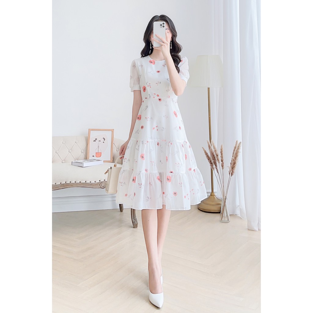 Váy thiết kế nữ Charme váy tơ hoa dáng xòe 4133 | BigBuy360 - bigbuy360.vn