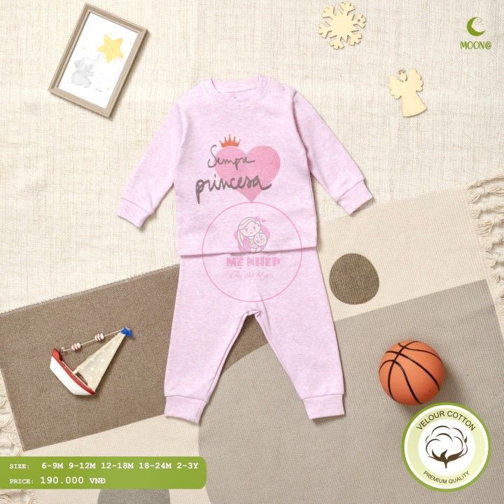 [MOON Thu Đông] Bộ cài vai nỉ nhung MOON siêu ấm và mềm mại cho bé từ 6M-36M