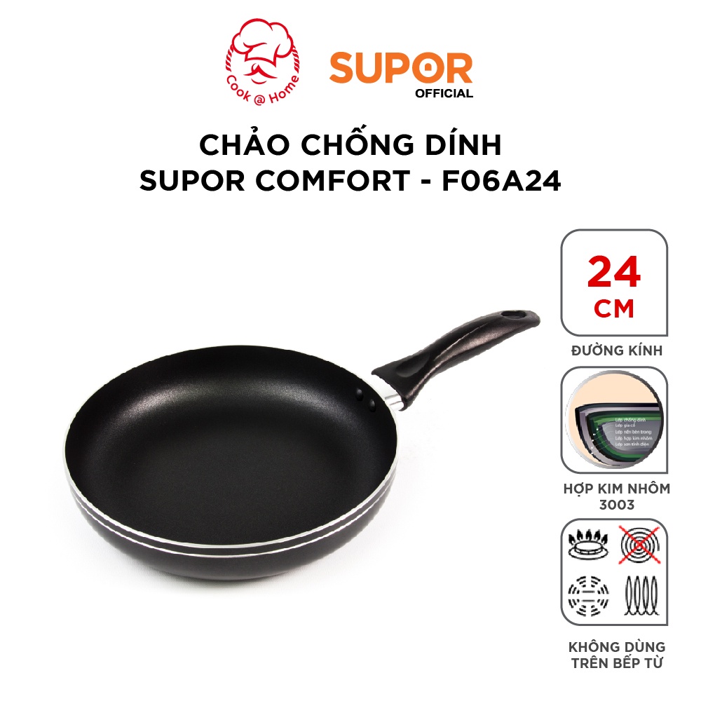 Chảo chống dính Supor Comfort size 20, 22, 24, 26, 28, 30cm -F06A26