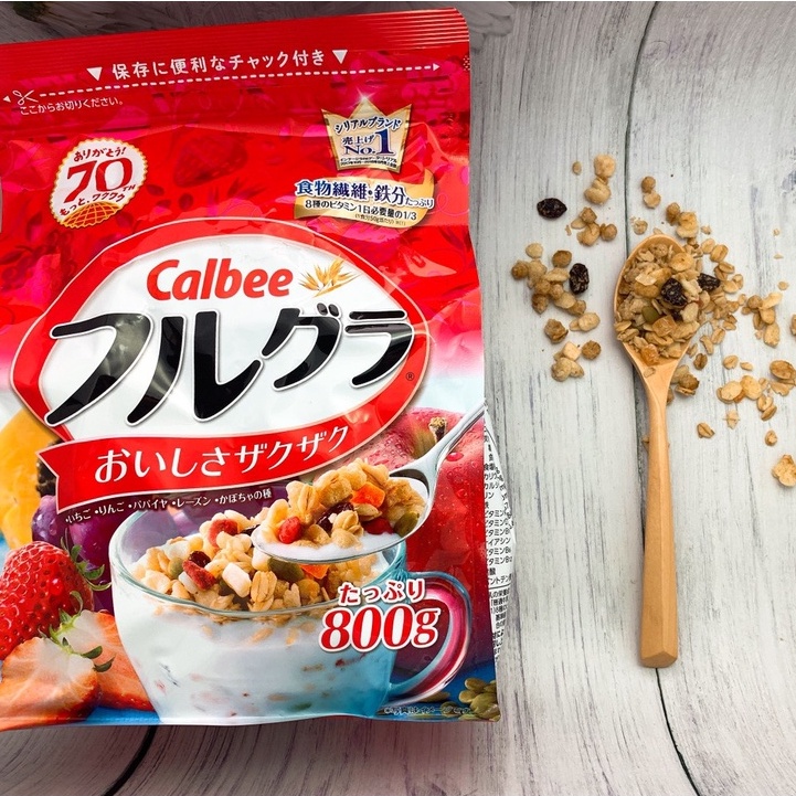 Ngũ Cốc Calbee đỏ 750g nội địa Nhật Bản, túi zip tiện dụng, ngon bổ dưỡng