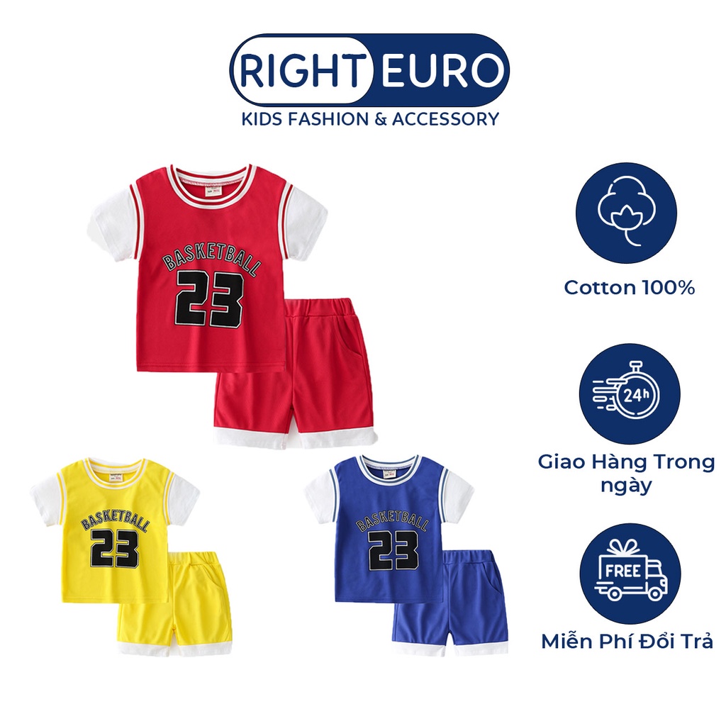 [XẢ KHO] Bộ Bóng Rổ Cho Bé Trai RIGHT EURO Bộ Thể Thao Trẻ em Chất Cotton Thoáng Mát Xuất Âu Mỹ 025