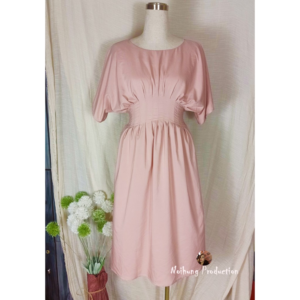 ĐẦM VÁY DÁNG SUÔNG XÒE TAY LỠ CỔ V MÀU HỒNG PASTEL ĐƠN GIẢN CÔNG SỞ TRẺ TRUNG NIÊN BẦU BÍ HOTGIRL ĐẸP GIÁ RẺ BIGSIZE