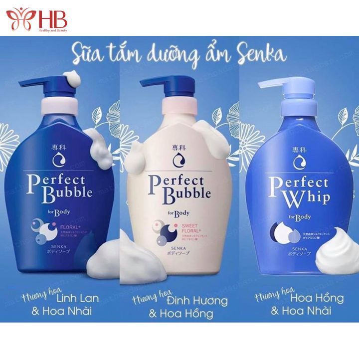 Sữa tắm dưỡng ẩm hương hoa tươi mát Senka Perfect Bubble for Body Floral Plus 500ml
