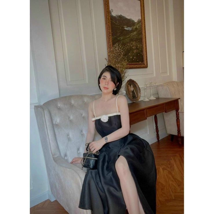 Đầm 2 Dây Tiểu Thư Phối Nơ Xẻ Tà Chất Tapta Có Mút Ngực Mặc Đẹp Dáng Xinh [NEW UNISEX]