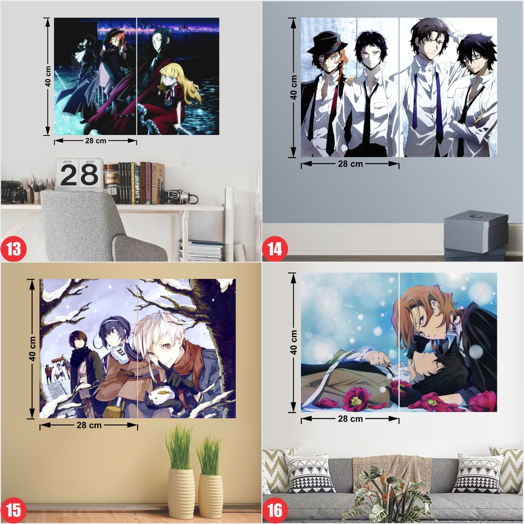 Combo 2 Tấm Poster Anime Văn hào lưu lạc - Bungou stray dogs - Tranh dán tường hoạt hình - Áp phích decal by AnimeX