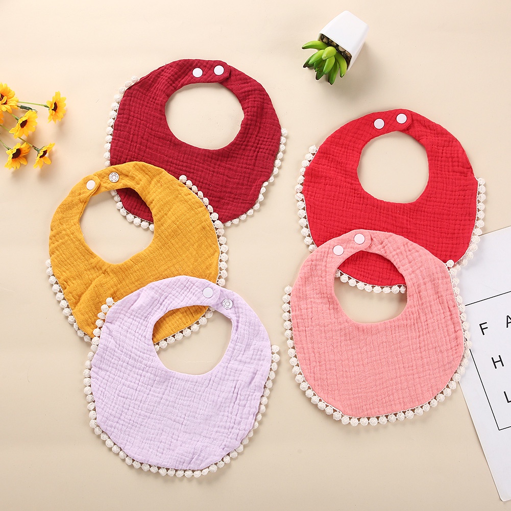 1 Yếm Ăn Cotton Họa Tiết Xinh Xắn Cho Bé
