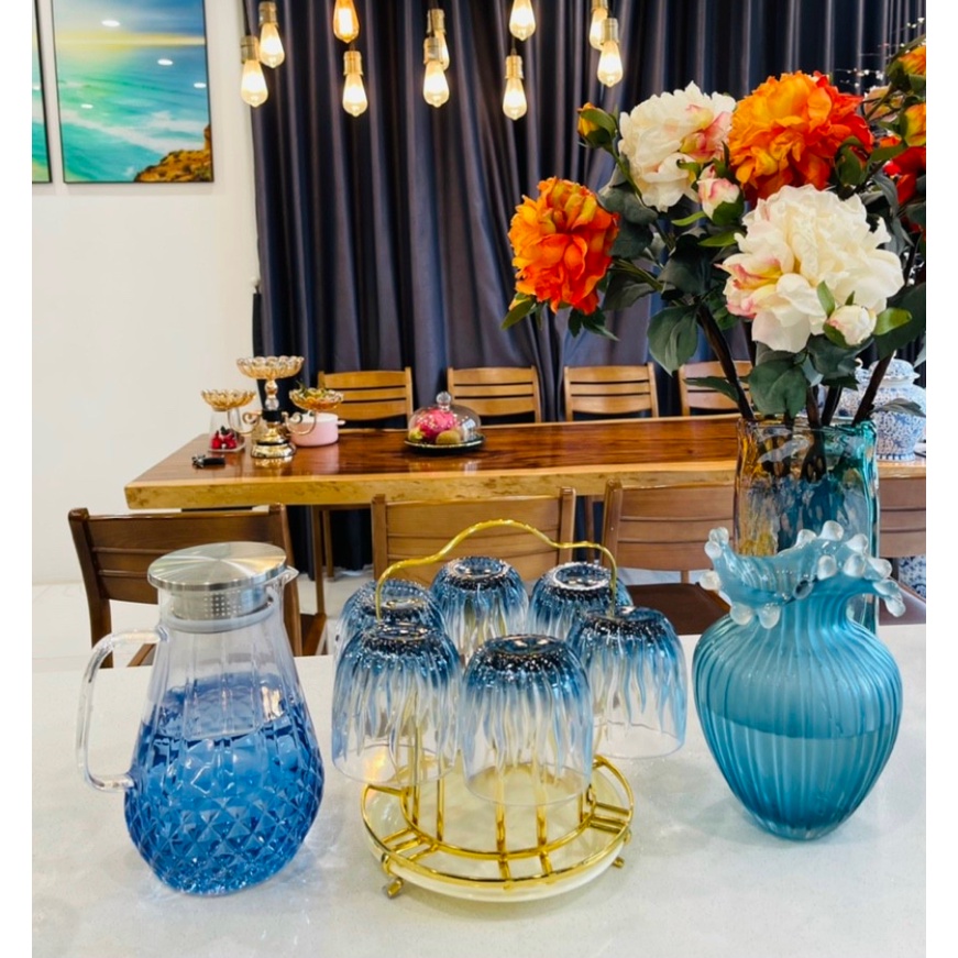 bộ cốc thủy tinh cao cấp. set thủy tinh cao cấp. cốc chén. ấm chén uống nước. bộ ly thủy tinh cao cấp. hoangdecor