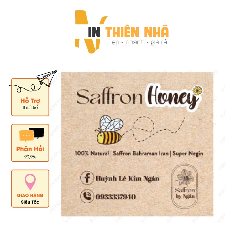 In tem nhãn giấy kraft, xi măng sticker, decan A3 theo yêu cầu