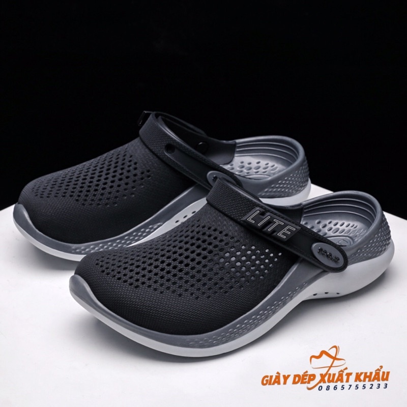 - Dép Sục Nam Nữ Literide Gắn Chữ Đen Ghi - Siêu Mềm, Bền, Êm Chân, Full Box Xịn