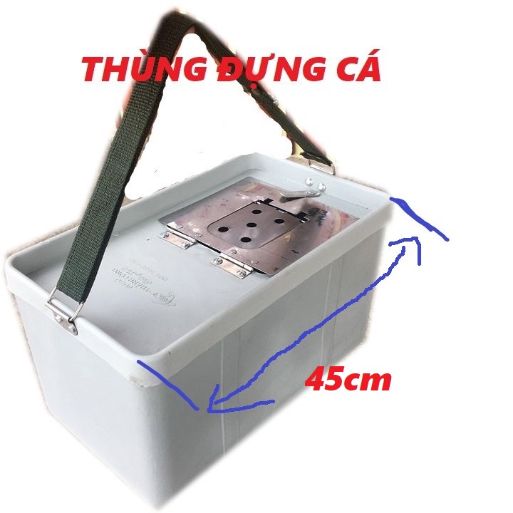 Thùng Đựng Cá Cỡ lớn 20x45x20-thùng nhựa đựng cá-thùng câu cá lóc rê