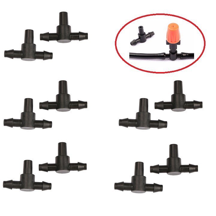 Combo 10 chiếc tê chia 2 đầu gân 1 đầu trơn cho ống 4/7 - 6 mm