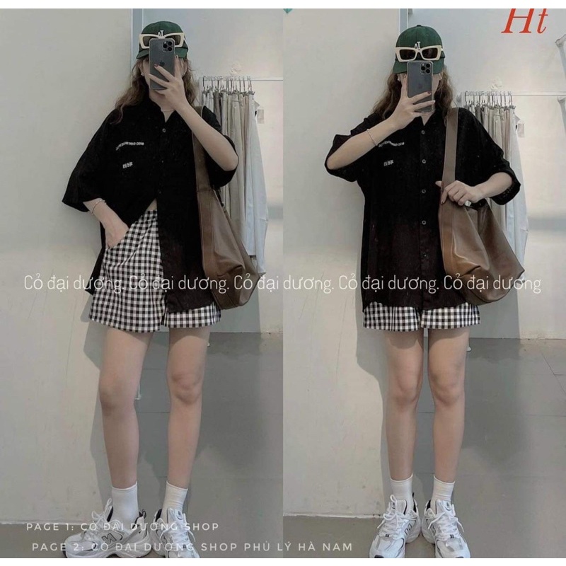 Áo sơ mi cộc tay túi hai dòng chữ HT12