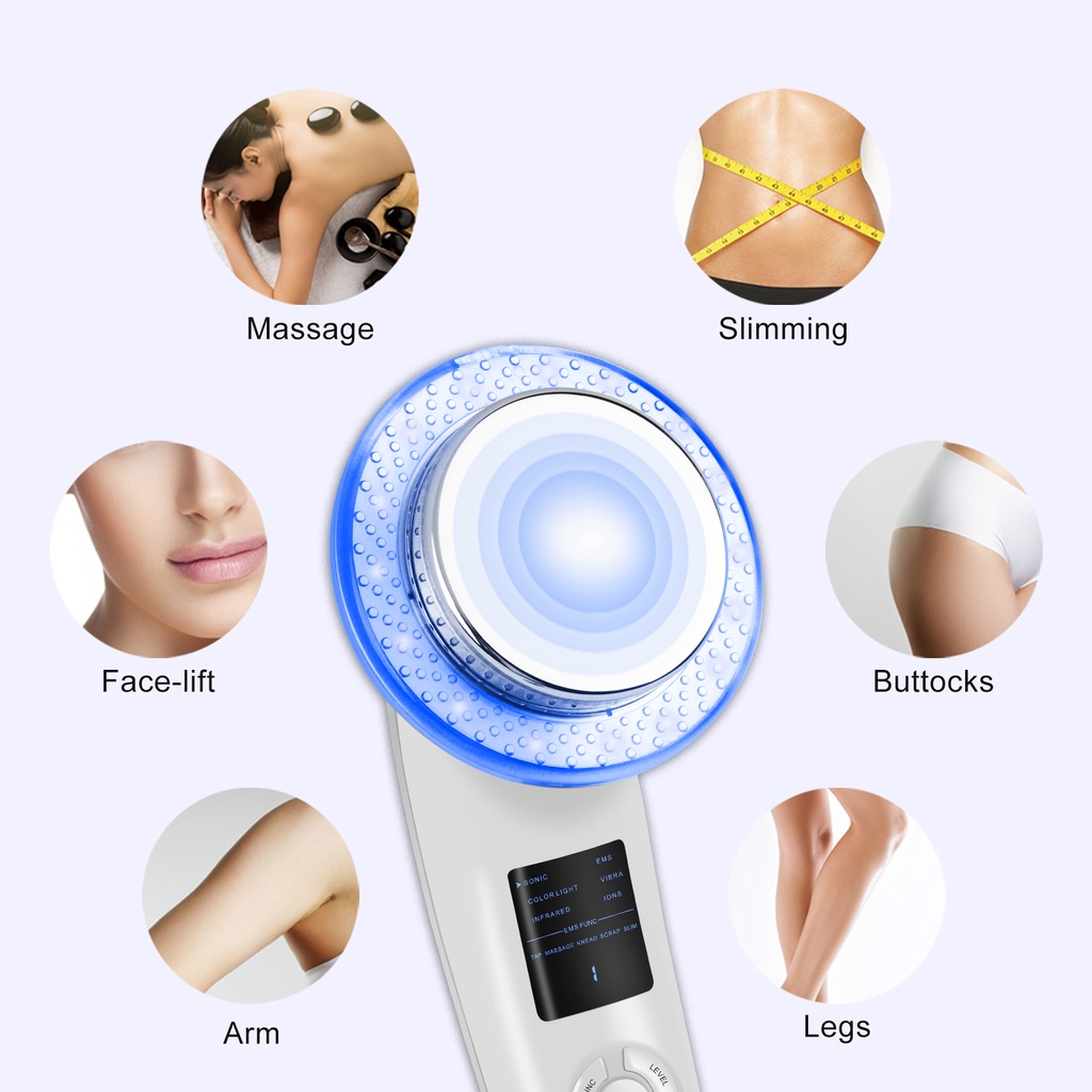 Máy Massage Cơ Thể Bằng Sóng Siêu Âm 6 Trong 1 Có Đèn LED