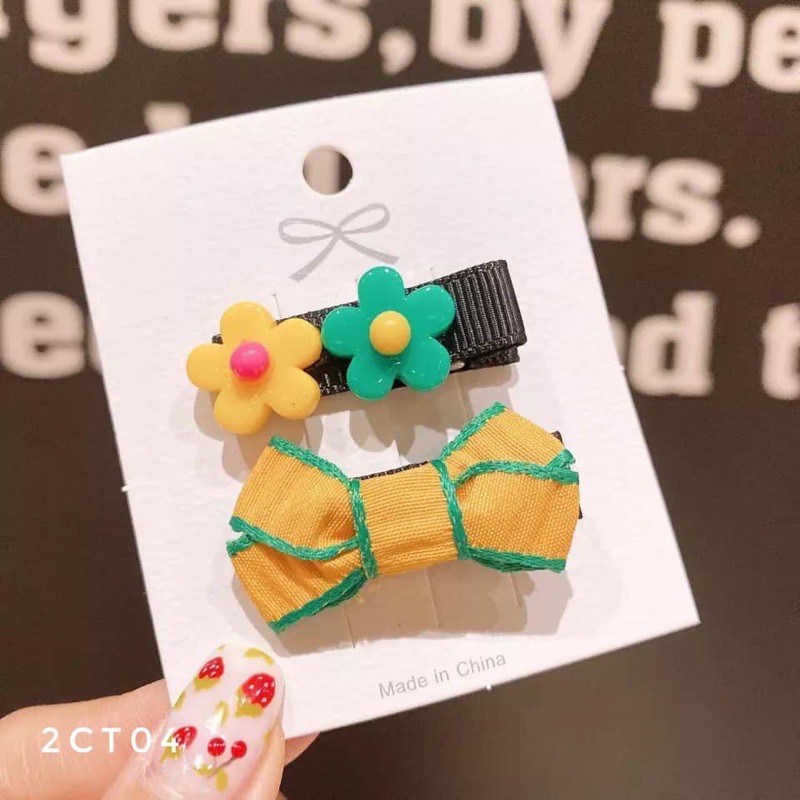 Set 2 kẹp tóc dễ thương cho bé gái 2CT04
