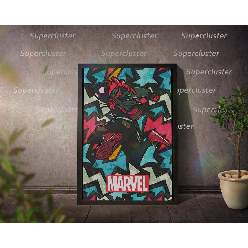 Tranh Vải Bạt Treo Tường In Hình Người Nhện Marvel Trang Trí Nhà Cửa