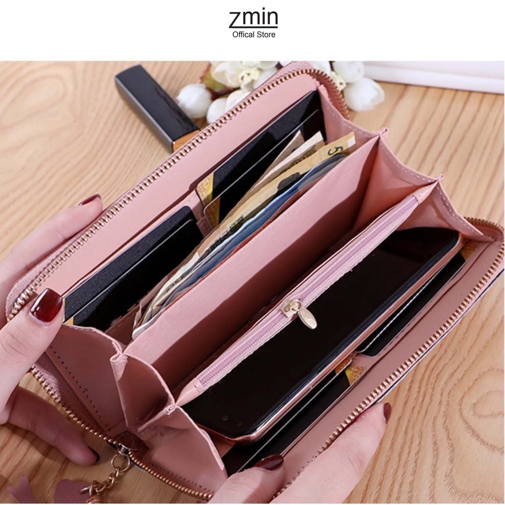 Ví nữ dài cầm tay Zmin, chất liệu cao cấp đựng vừa điện thoại - V009