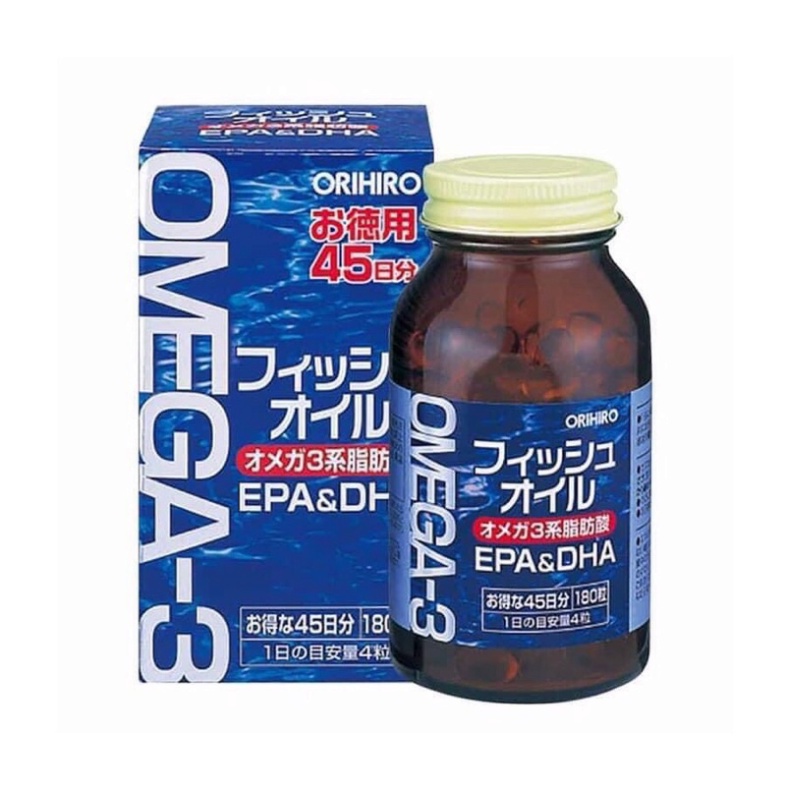 Dầu Cá Omega 3 EPA &amp; DHA Orihiro Nhật Bản Hộp 180 viên ( Hàng Chính Hãng )