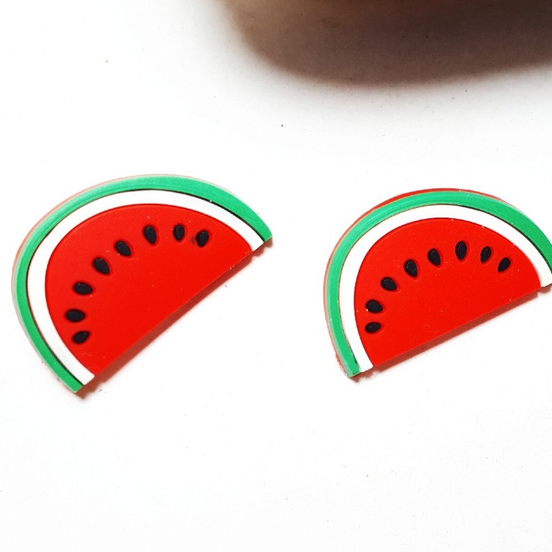 Jibbitz Sticker trang trí dép Cros hình trái cây nhựa dẻo dày (3~3,5cm)