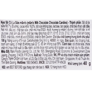 Kẹo chocolate M&M gói 37g