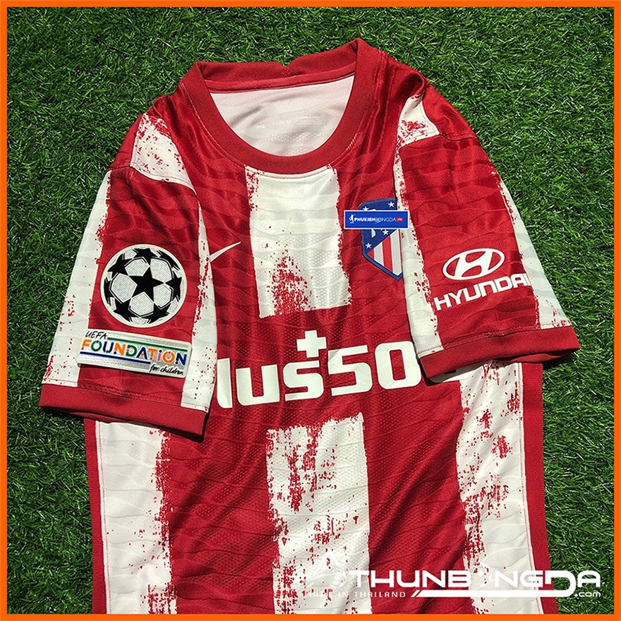 Áo Atletico Madrid sọc đỏ trắng sân nhà 2021/22 bản Body Fit PLAYER SF cao cấp