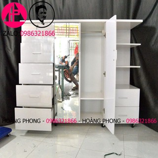 Tủ quần áo Trẻ em nhựa 1m43 x 1m28 Màu trắng  Nhiều ngăn kéo có gương soi  Cao cấp bảo hành 2 năm Miễn phí vận chuyển