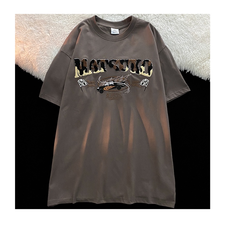 Áo Thun Nữ Ngắn Tay Thêu Chữ Mặt Trước Và Sau Lưng