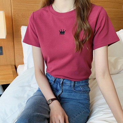 Áo Thun Tay Lỡ Cổ Tròn Dáng Ôm Thêu Họa Tiết Thời Trang Mùa Hè Hàng Mới Dành Cho Bạn Nữ