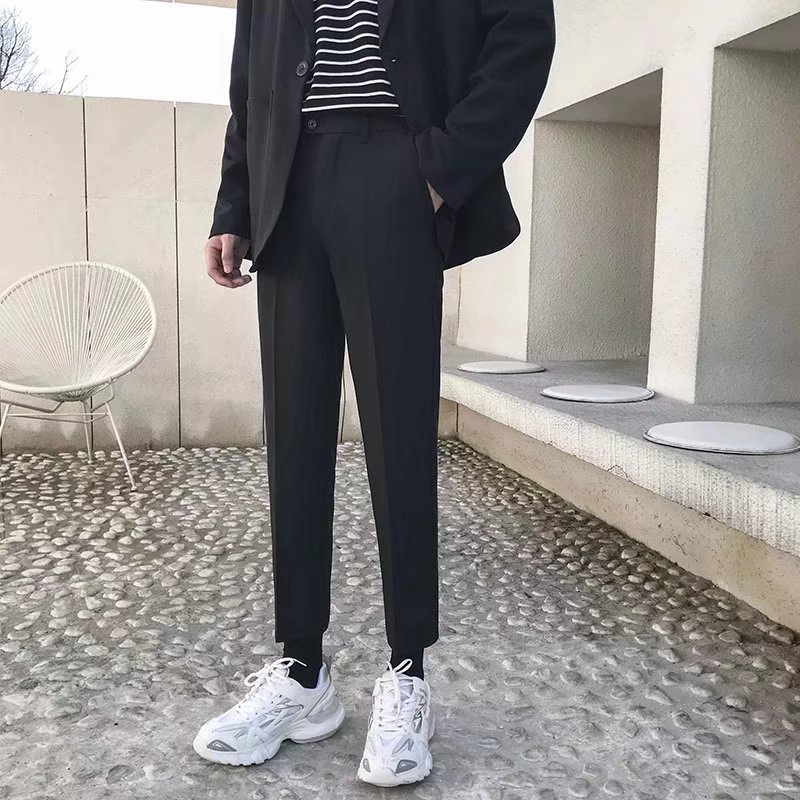 Quần Tây 27-36 Khóa Cài Bên 4 Màu Sắc Trơn Tới Mắt Cá Chân Phong Cách Anh Quốc Cho Nam