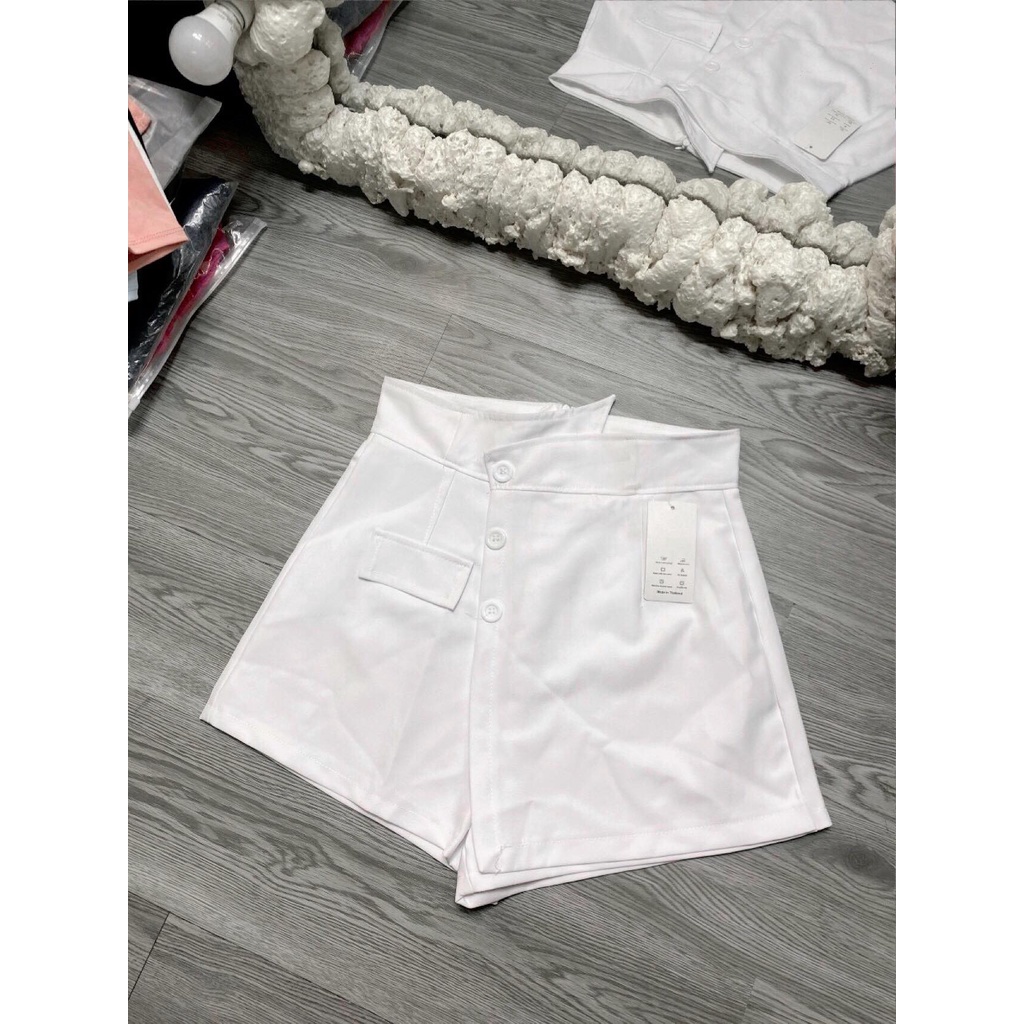 Quần Giả Váy Vạt Chéo Trơn Có Quần Nút