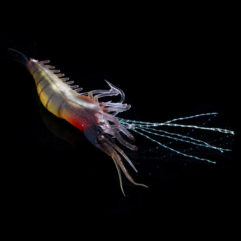 1 Mồi Câu Cá Hình Tôm Mềm 9cm Có Hạt Phát Sáng Và Xoay Được