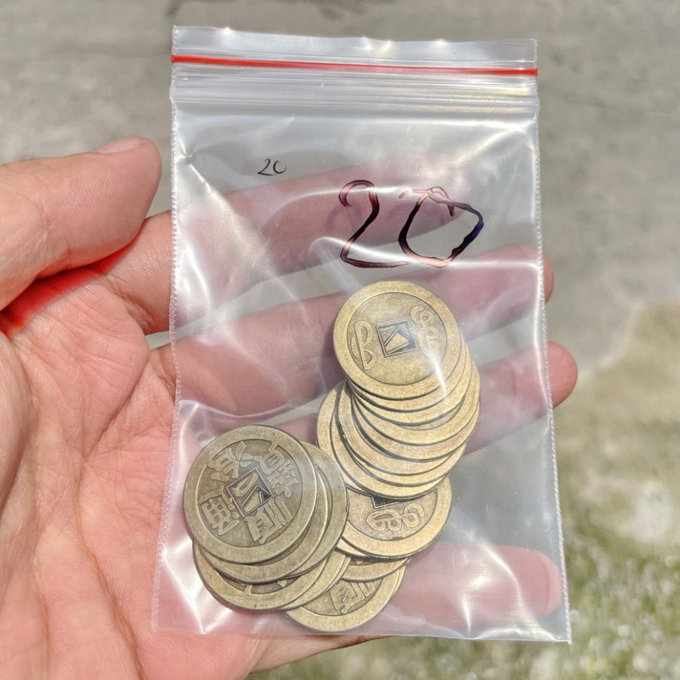 Đồng Xu Ngũ Đế Phong Thuỷ Combo Túi 100 Xu Cổ Âm Dương