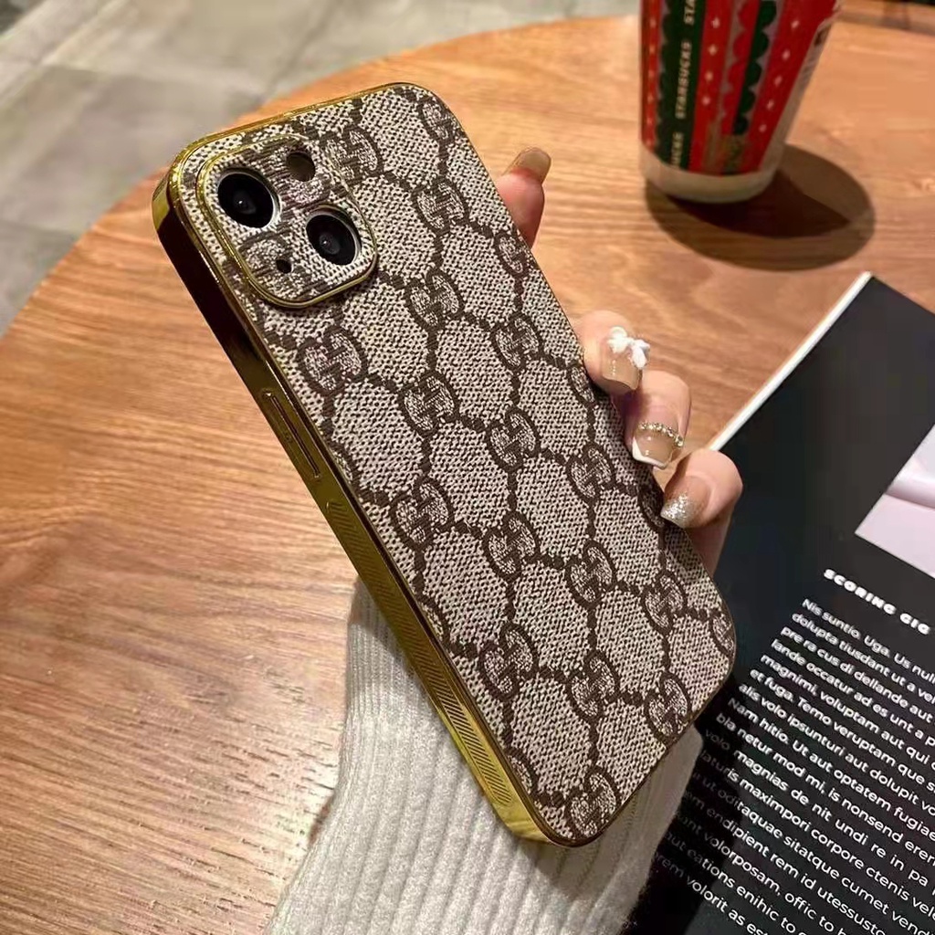 Ốp Điện Thoại Da In Logo Sang Trọng Bảo Vệ Camera Cho iPhone 14 13 12 11 Pro Max XS XR X 8 7 Plus + SE 2020