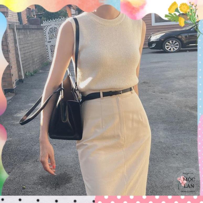 Áo len ba lỗ công sở basic style Hàn Quốc sang trọng