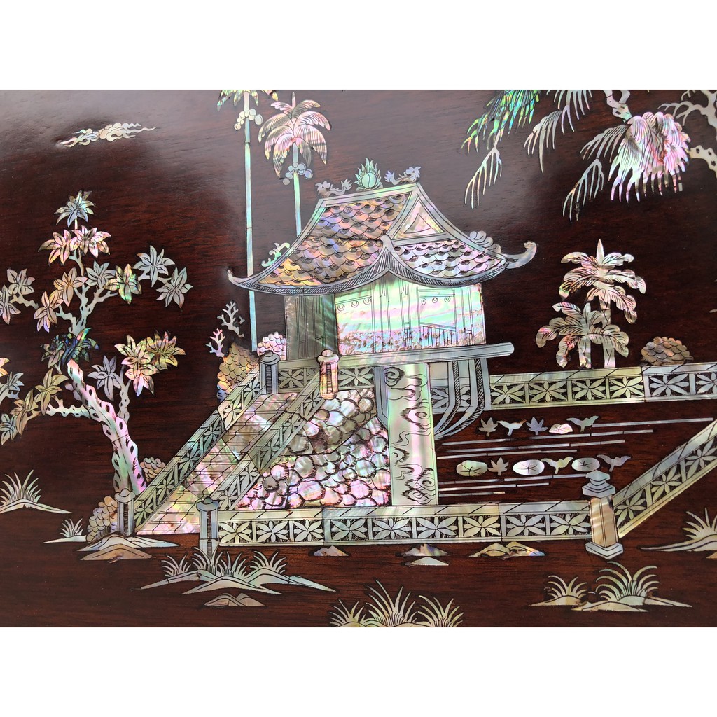 (tranh khảm gia truyền) tranh khảm ốc chùa 1 cột