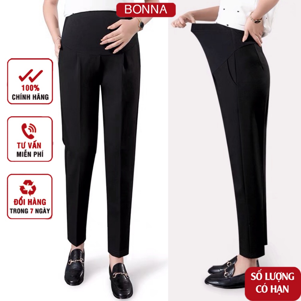 Quần bầu công sở BONNA dáng đứng lịch sự, chất vải Hàn cao cấp, co giãn 4 chiều, cạp quần có chun cúc điều chỉnh QS009