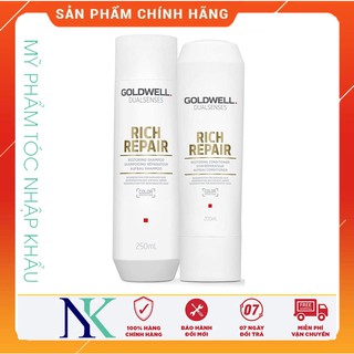 Cặp dầu gội xã rich repair Goldwell giúp phục hồi tóc hư tổn 250ml