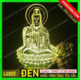 Đèn thờ Mẹ Quan Âm - Đèn tranh Quan Âm Bồ Tát, Đèn Phật Giáo, Đèn led đổi màu có remote