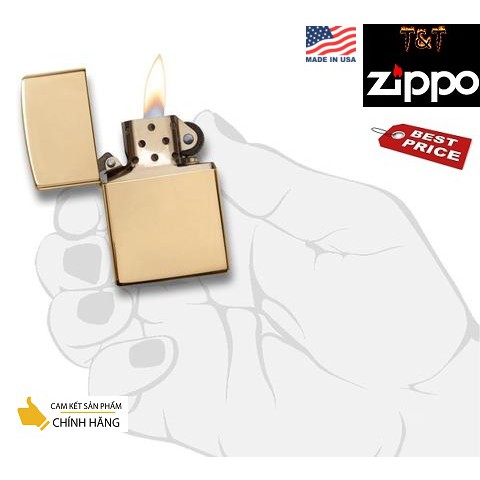 Bật lừa Zippo Armor Vàng bóng-armor brass high polish