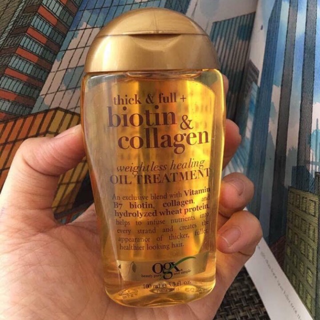 dầu dưỡng tóc Organix Biotin & Collagen weightless healing Oil treatment