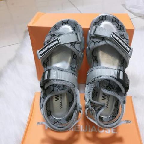 Sandal Nữ, Giày Sandal Đế Xuồng Cao 3 Phân Quai Ngang Phối Họa Tiết, Chuẩn Size, Đế Êm Nhẹ, Hàng Chuẩn Phom Đẹp Fullbox