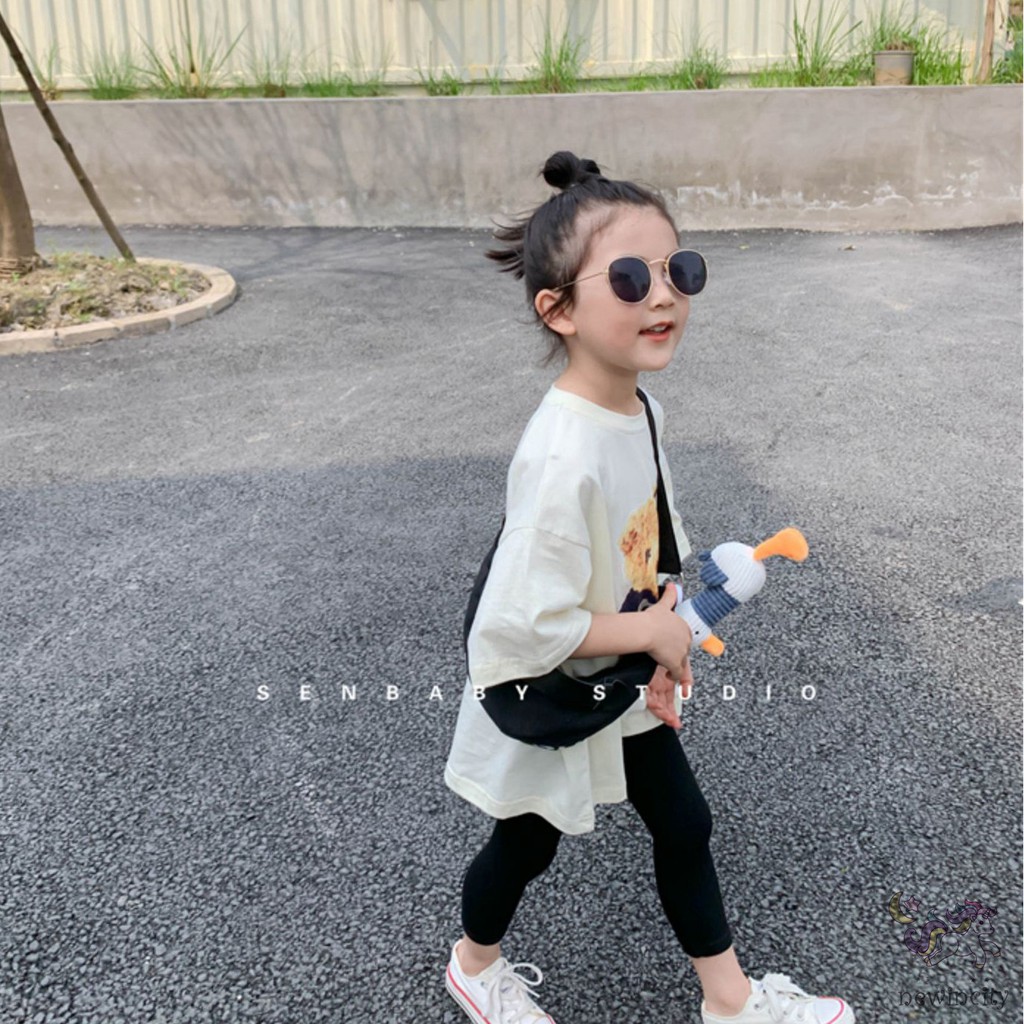 Áo Thun Tay Ngắn In Hình Gấu Hoạt Hình Dành Cho Bé Gái